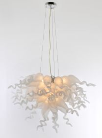 Frosted White Blown Glass Chandelier