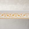 Gold Floral on French White Crown Molding 92 Inch