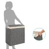 Folding 2-Bin Grey PE Wicker Linen Liner Laundry Hamper w/ Handles