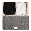 Folding 2-Bin Grey PE Wicker Linen Liner Laundry Hamper w/ Handles