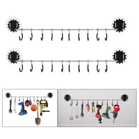 Wall mounted pan Holder 20 inch 2-piece set, Super sticky hook Solid stainless steel rod Gourmet kitchen appliance Adjustable hook Heavy rail with 20