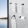 Bathroom Hardware Set; Thicken Space Aluminum 3 PCS Towel bar Set- Matte Black 16-27 Inches Adjustable Bathroom Accessories Set