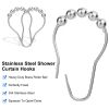 12 Sets of Shower Curtain Hooks Rustproof Stainless Steel Hooks for Shower Rods Smoothly Glide Hooks for Bathroom Bathtubs Closets Window Curtain