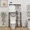 Over The Toilet Storage Cabinet, Bathroom Shelves Over Toilet with Sliding Barn Door,Adjustable Shelves and Side Storage Rack-White