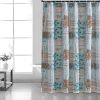 Sea Life Print Shower Curtain with Button holes, Blue and Brown