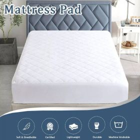 Mattress Pad Quilted Cooling Mattress Topper Cover Breathable Filled T F Q King (Option: Queen)
