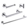 Wall Mounted Towel Rail, 4 Pieces Bathroom Accessories Set, Stainless Steel Toilet Roll Holder and Hooks