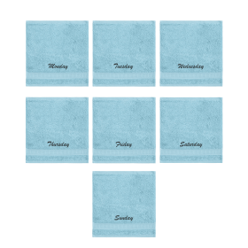 Customized Seven Days Towels - Washcloths - Set of 2 (Color: Aqua)