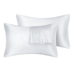 75D Satin Artificial Silk Pillowcase (Option: White-Queen 20X30in-1Pairs)