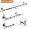 Wall Mounted Towel Rail, 4 Pieces Bathroom Accessories Set, Stainless Steel Toilet Roll Holder and Hooks